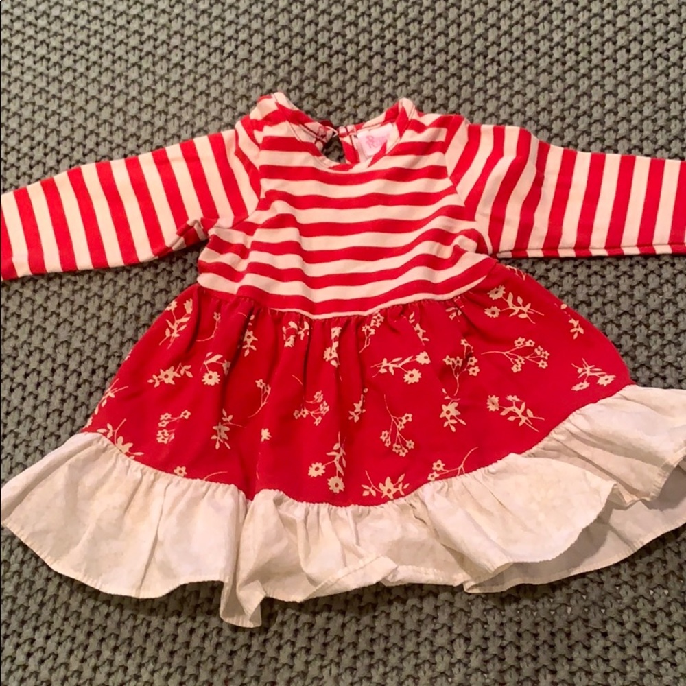 EUC ric rac and ruffles 3-6 mo dress